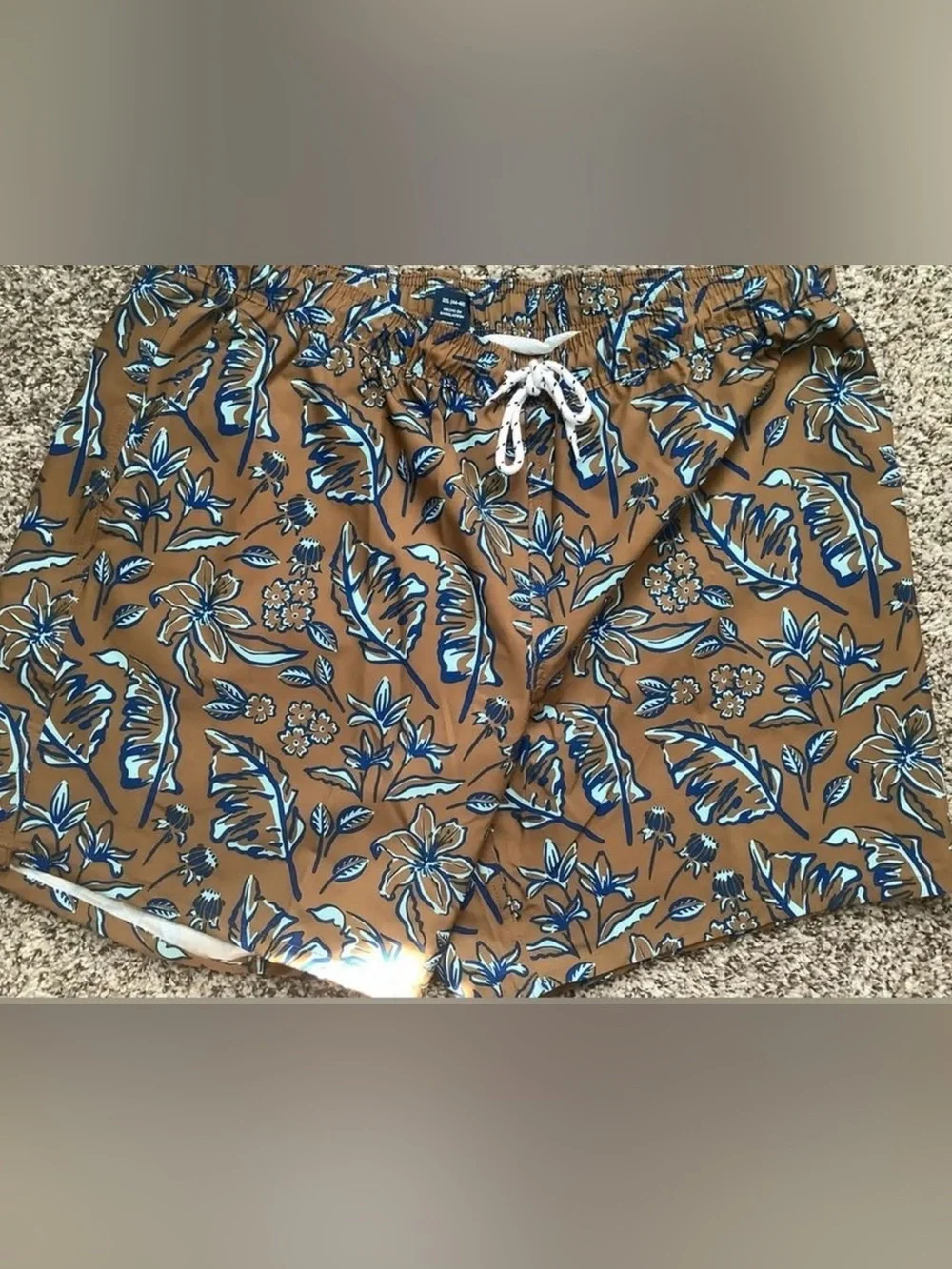 Men’s George Brown Swim Shorts with Blue Floral Print size 2XL